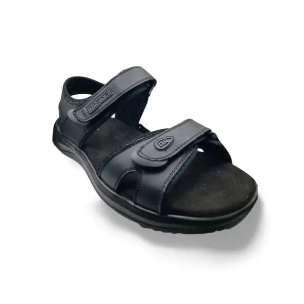 סנדל עור אורטופדי לגברים בצבע שחור, עם שתי רצועות סקוץ', מבית D.R.SHOES