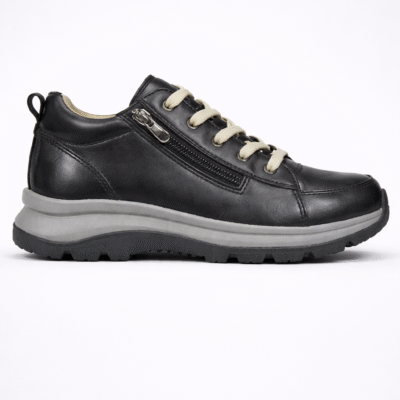 נעלי סניקרס נשים בצבע שחור עם רפידה אורטופדית ורוכסן צד מבית Glove Comfort