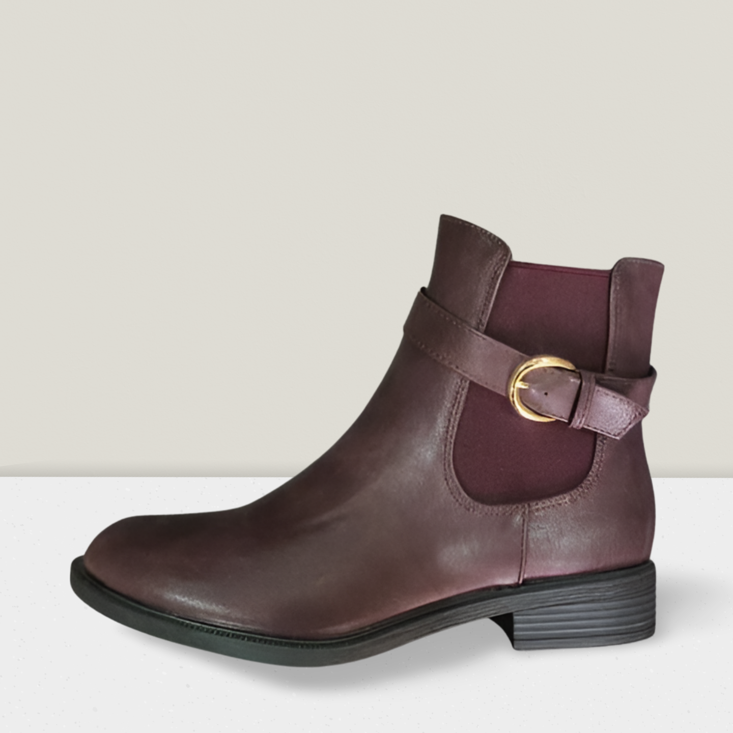 מגפון נשים בורדו דגם לונה בעיצוב אלגנטי עם עקב נמוך